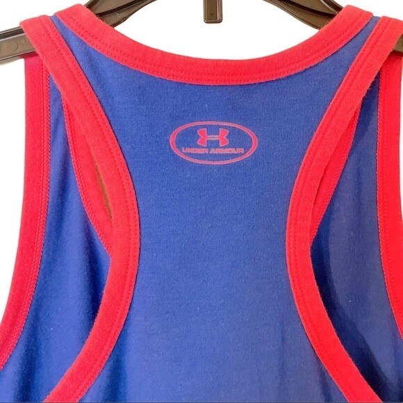 Under Armour UA Blue and Red Trim Fitted HeatGear Tank Top - Picture 2 of 3